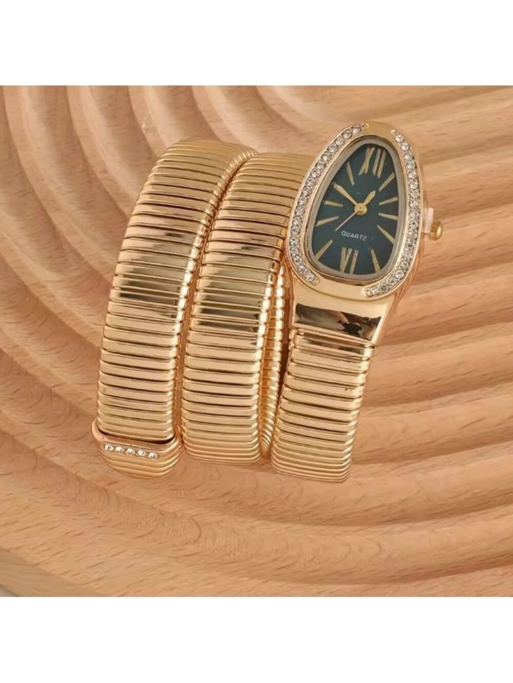 Serpenti gold serpent Snake Coil Wrap Watch – Green Dial & Crystal Detailing